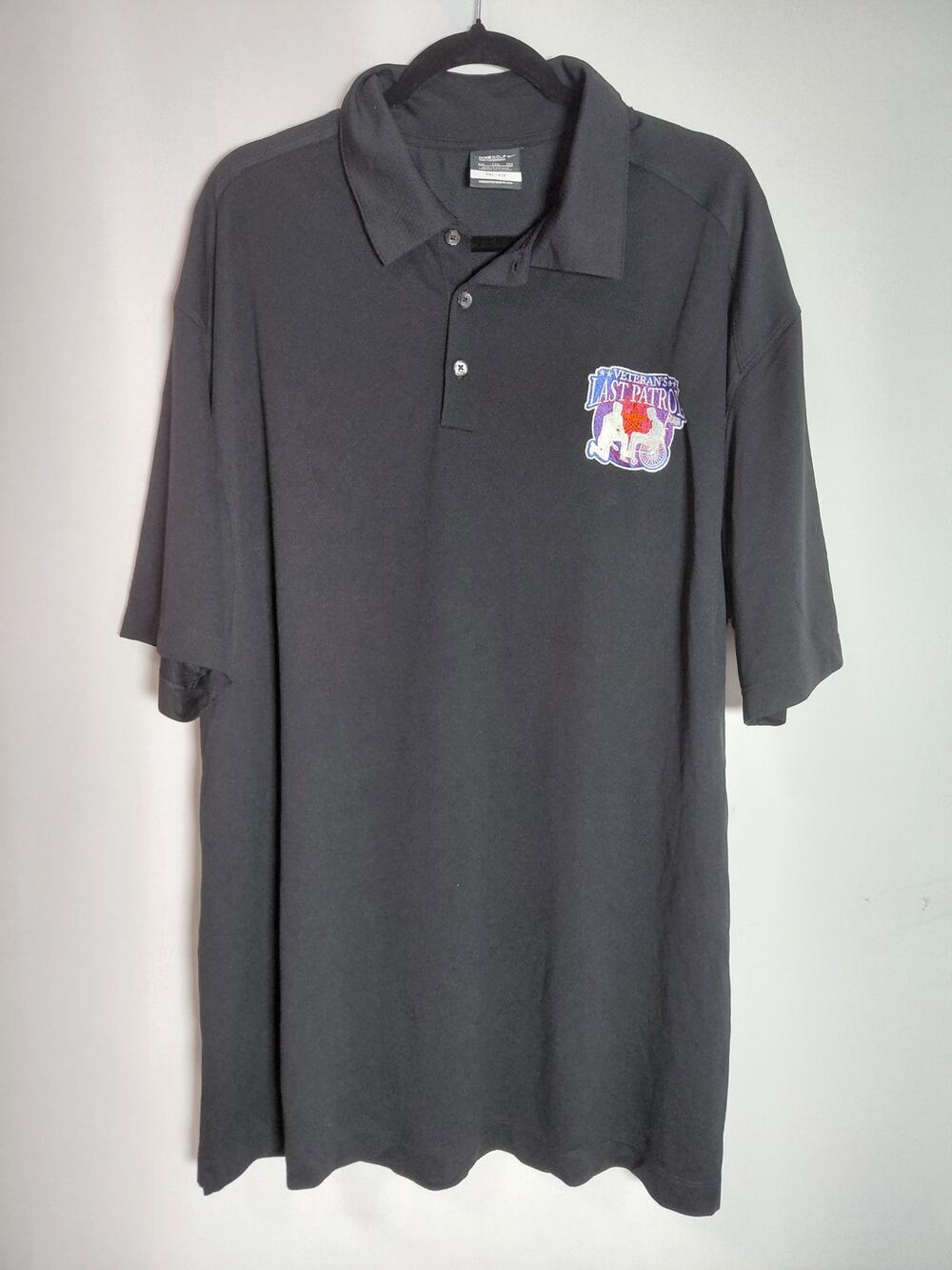 Nike Golf Dri-FIT Veterans Polo Shirt Black Men's Short Sleeve Knit Size XXL